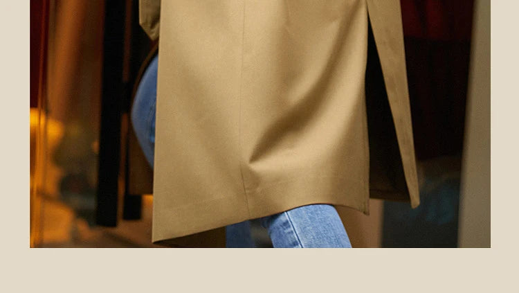 Sentubila-Elegante Trench Coat Longo Feminino, Blusão Solto, Jaqueta Traseiro Duplo, Casacos, Inverno, Outono, 123F42871