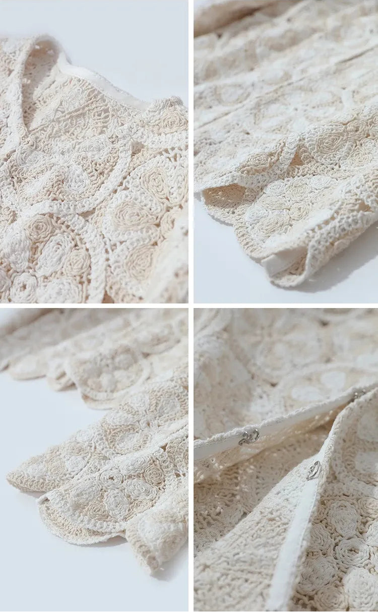 Jaqueta de Crochê Feminina Elegante Camille