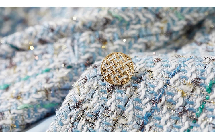 Sentubila recortado tweed jaqueta para mulher 2024 outono elegante moda outerwear o-pescoço casacos curtos roupas femininas 143w56772x