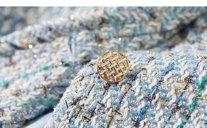 Sentubila recortado tweed jaqueta para mulher 2024 outono elegante moda outerwear o-pescoço casacos curtos roupas femininas 143w56772x