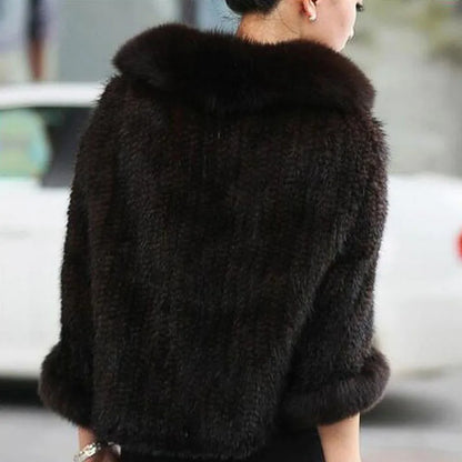 Chales de piel de visón tejidos auténticos para mujer, Otoño Invierno de lujo, cuello de piel de zorro, Pashmina de piel para mujer, capa nupcial, chaqueta