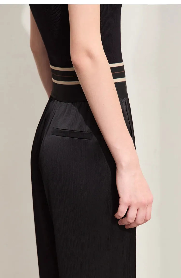 Calça Pantalona Feminina Cintura Alta Alfaiataria Summer Light - AlmaChic