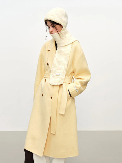 Fsle diamante sob medida alpaca camelo mistura de lã dupla face tweed casaco para mulheres inverno 2025 agasalhos misturas