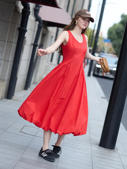 Fsle 【dois comprimentos】sweety feminino vestidos longos para mulheres 2025 primavera verão novo sem mangas bud chique colete vestido 25fs11302 25fs11030