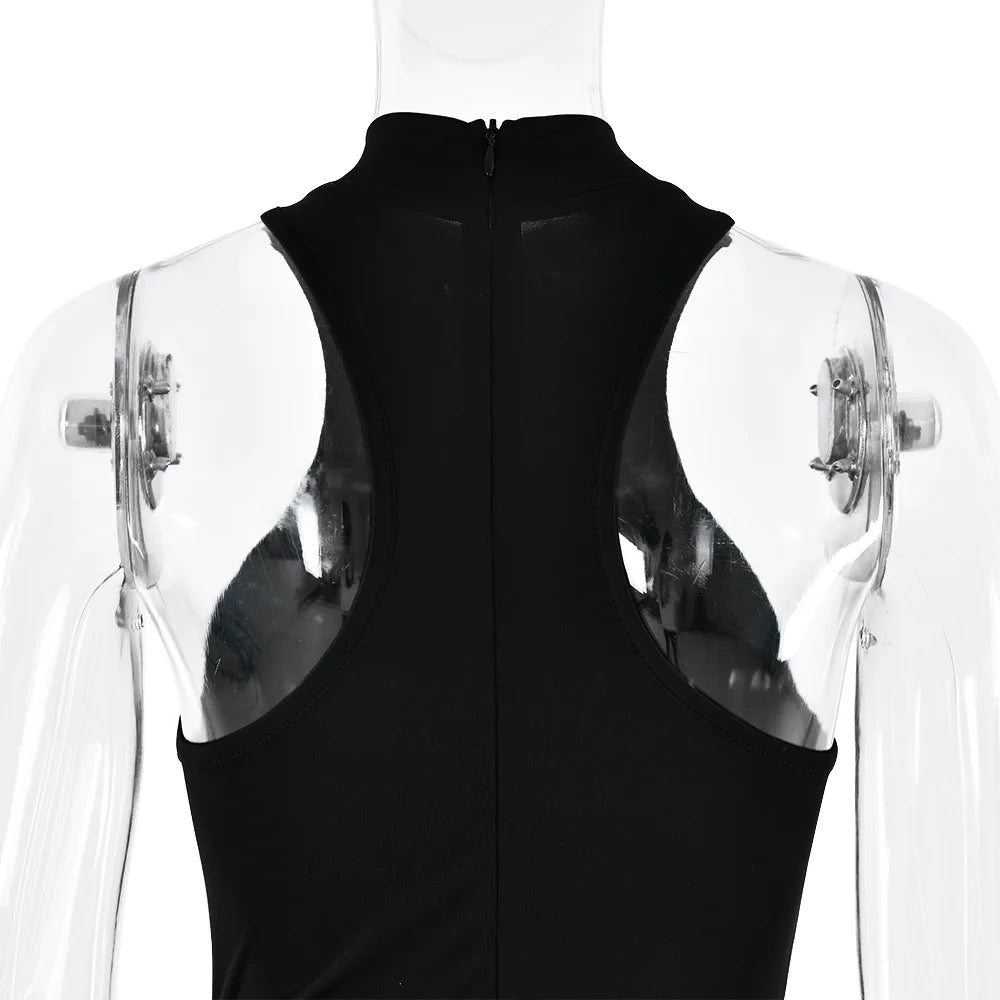 Vestido Maxi Elegante em Cetim com Recortes - AlmaChic