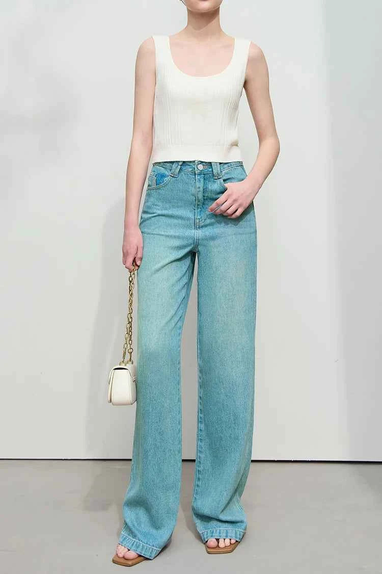 Calça Wide Leg Feminina Élise Soft Denim – Leveza Elegante que Transforma Sua Presença