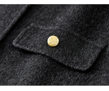 Sentubila casaco de lã de luxo para mulheres 2024 inverno gola redonda reta único breasted roupas femininas de alta qualidade w44o56591