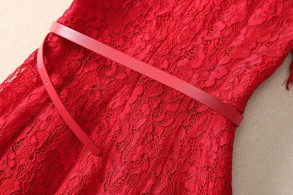 Vestido de Renda Midi Elegante Valentina Rubra