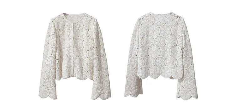 Jaqueta de Crochê Feminina Elegante Camille