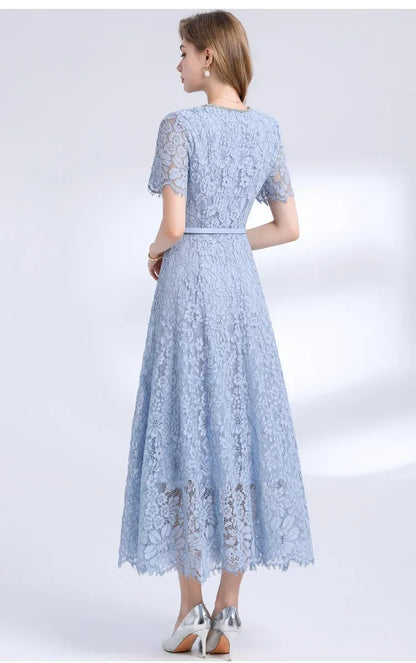 Vestido de Renda Midi Elegante Valentina Rubra