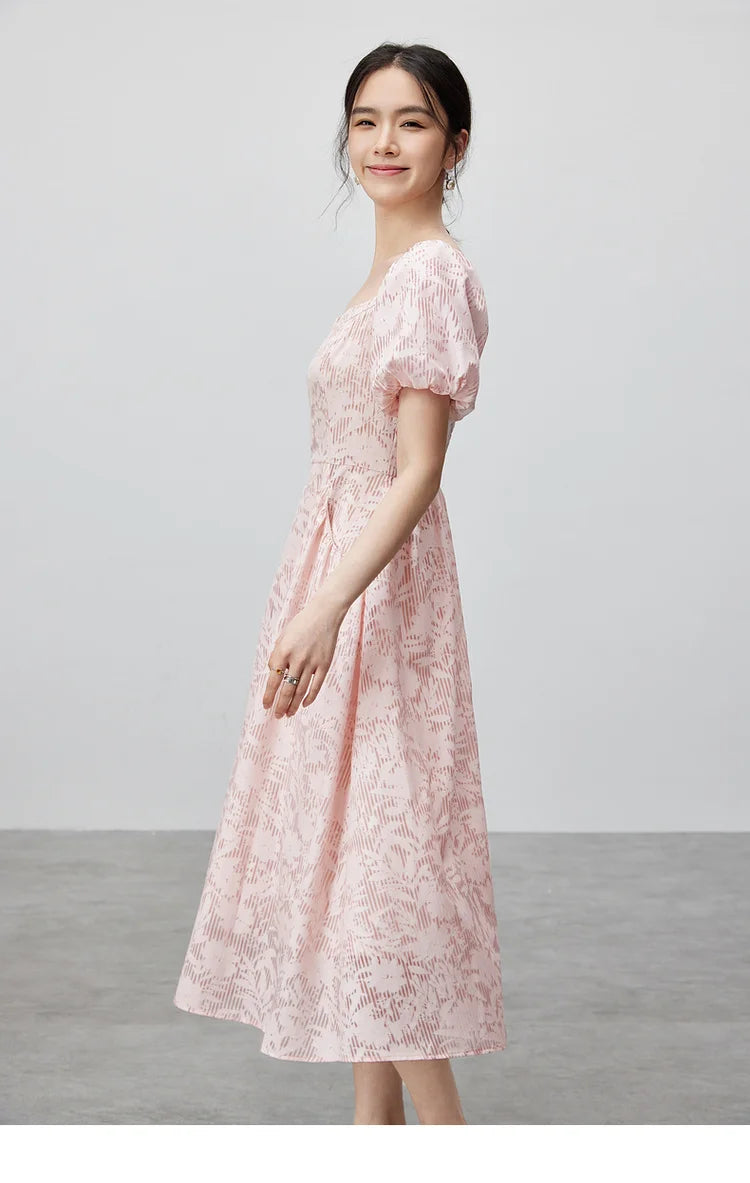 Sentubila algodão diamantes colarinho vestidos femininos 2025 primavera a linha oco para fora puff manga vestido de férias feminino 142l55195