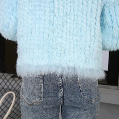 2025 nueva moda abrigos de piel de conejo Natural tejidos nuevas chaquetas de piel de zorro Real ropa de mujer de lujo prendas de vestir