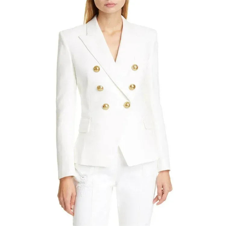 Blazer Feminino Majestic Gold – Alfaiataria com Botões Dourados