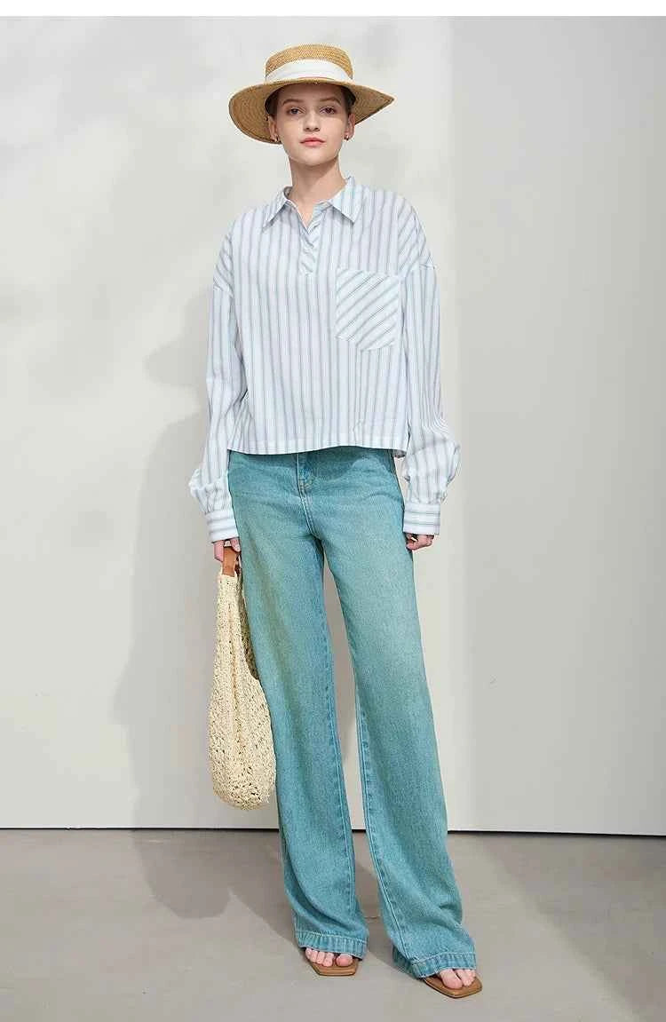 Calça Wide Leg Feminina Élise Soft Denim – Leveza Elegante que Transforma Sua Presença