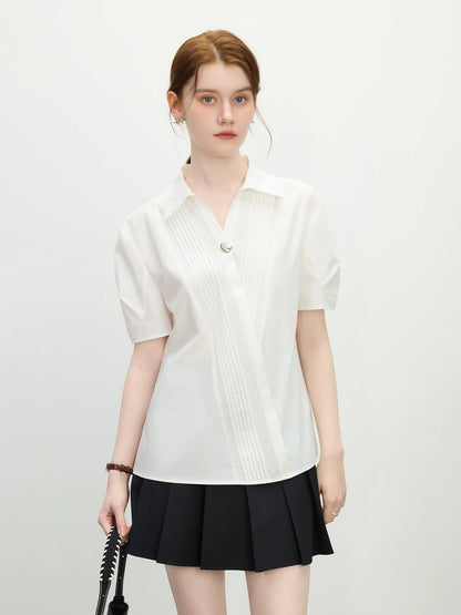 Camisa Minimalista Feminina em Lyocell e Algodão - AlmaChic