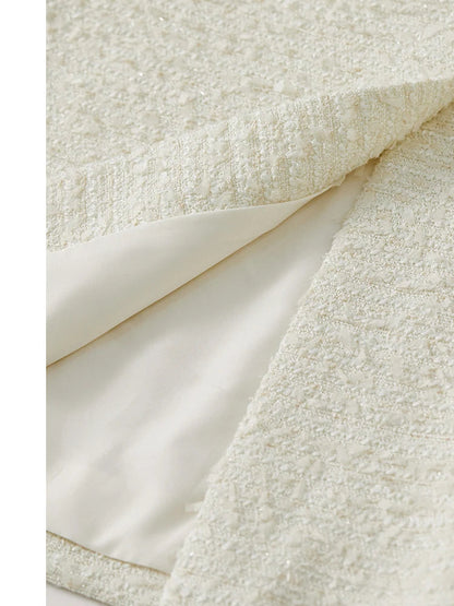 Sentubila conjunto de saia de tweed com textura feminina 2025 outono reto o pescoço jaquetas curtas fenda-hem saia longa conjuntos de 2 peças 143z56291