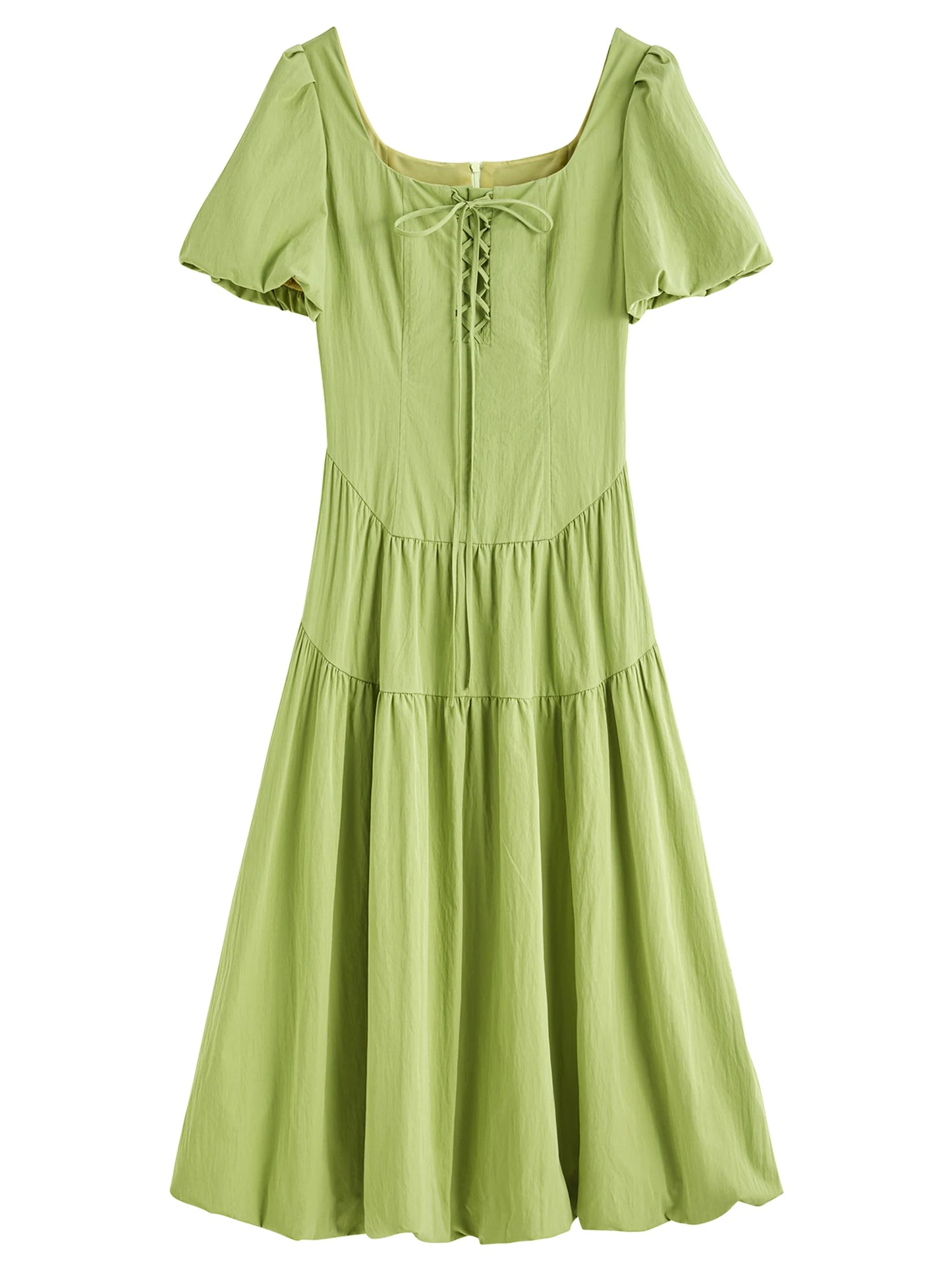 Vestido Feminino Elegância Francesa Gola Quadrada - AlmaChic