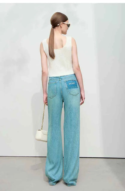 Calça Wide Leg Feminina Élise Soft Denim – Leveza Elegante que Transforma Sua Presença