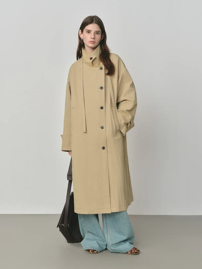 Trench Coat Feminino Camille — Oversized Clássico para Meia-Estação