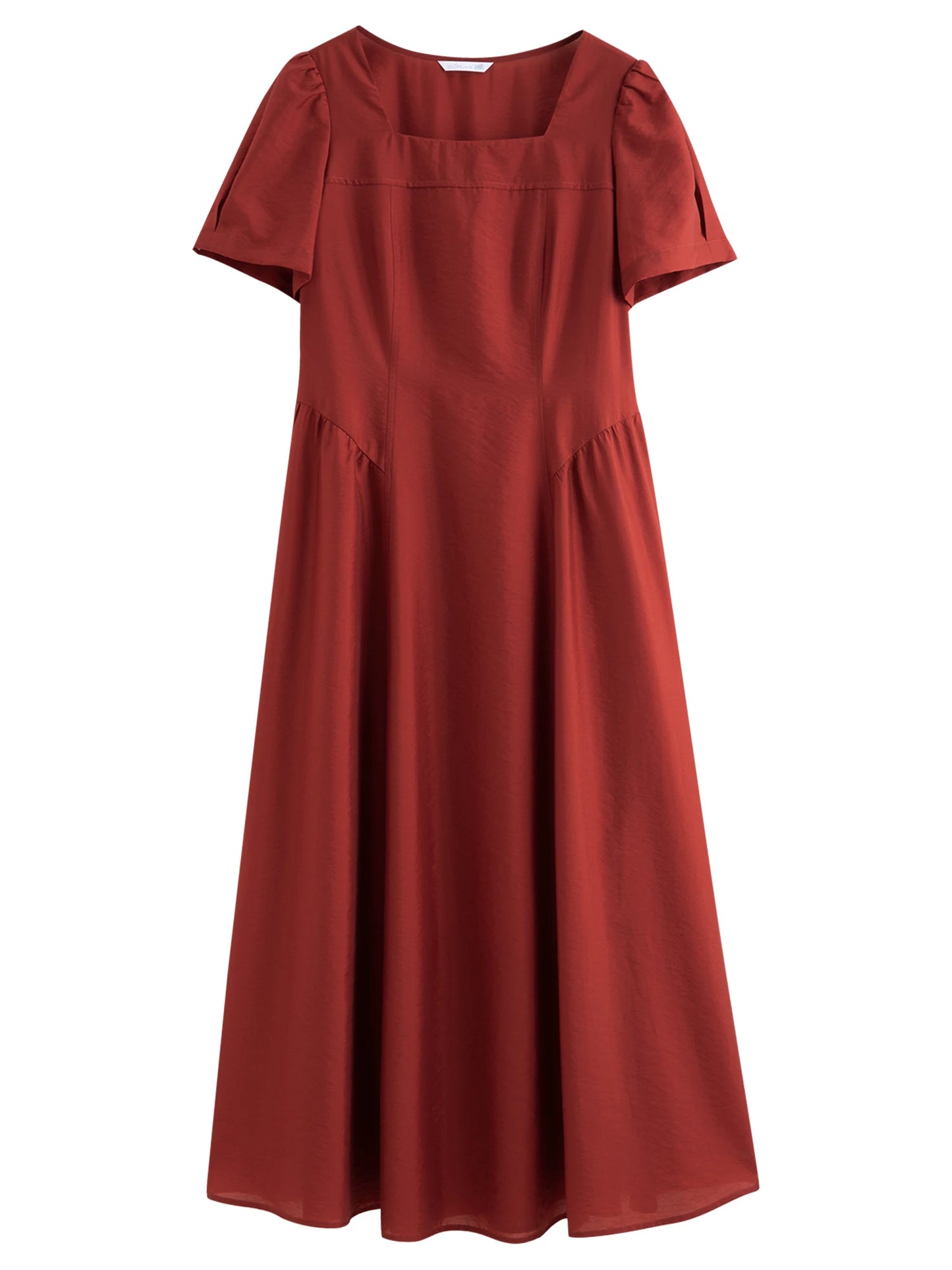Dushu plus size feminino francês decote quadrado lado plissado elegante ancora vestido vermelho-2520 verão novos vestidos 25ds82788