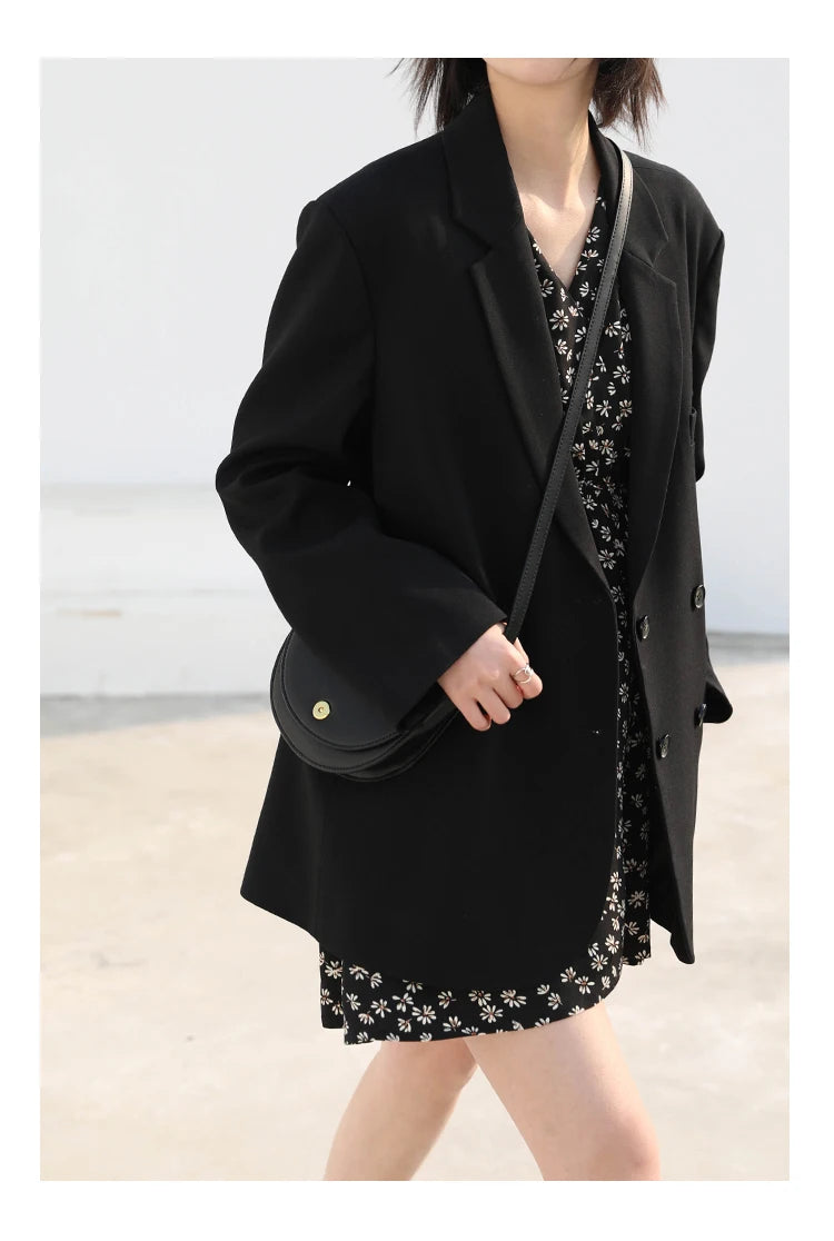 CHIC VEN-Blazer de manga comprida feminino, casacos coreanos casuais, monocromáticos, roupas de escritório com todos os fósforos, moda elegante, primavera, outono, 2023