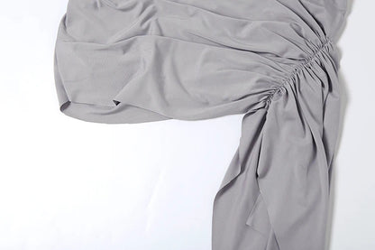 Estranho gato irregular ruched 2 peça conjunto feminino verão regatas + saias de fita lateral estiramento combinando casual simples roupas de rua