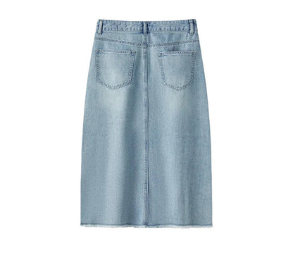 Semir-Saia jeans feminina, fenda alta, design de corte reto, nova chegada, verão, 2022
