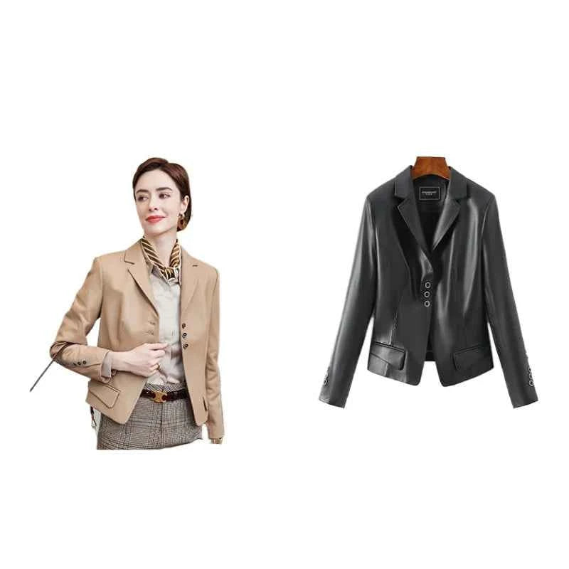 Jaqueta Feminina de Couro AlmaChic — Elegância Atemporal