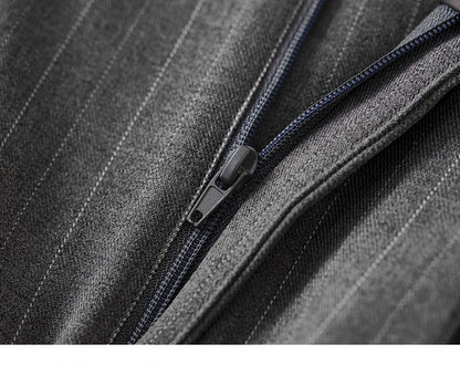 Sentubila feminino textura listrado calça ternos 2024 inverno entalhado pescoço único botão calças de perna reta 2 peça conjunto 143z56524