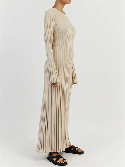 Vestido Midi de Malha ChicMaxi – Conforto Elegante para Outono & Inverno