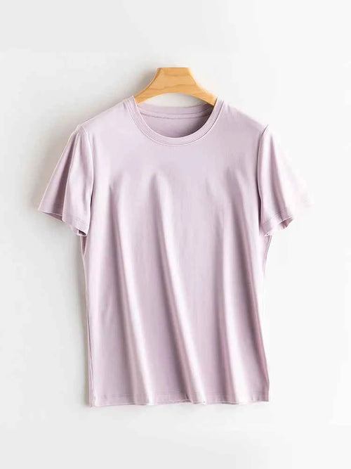 Camiseta Feminina Premium Seda & Algodão – Essência do Conforto Elegante