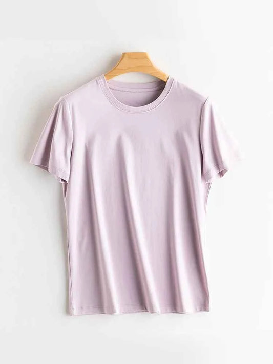Camiseta Feminina Premium Seda & Algodão – Essência do Conforto Elegante