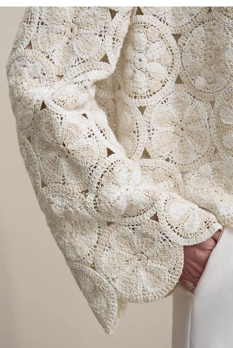 Jaqueta de Crochê Feminina Elegante Camille