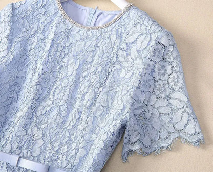 Vestido de Renda Midi Elegante Valentina Rubra