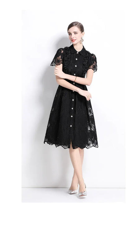 Vestido de Renda Feminino Cléo – Cintura Império e Botões Frontais