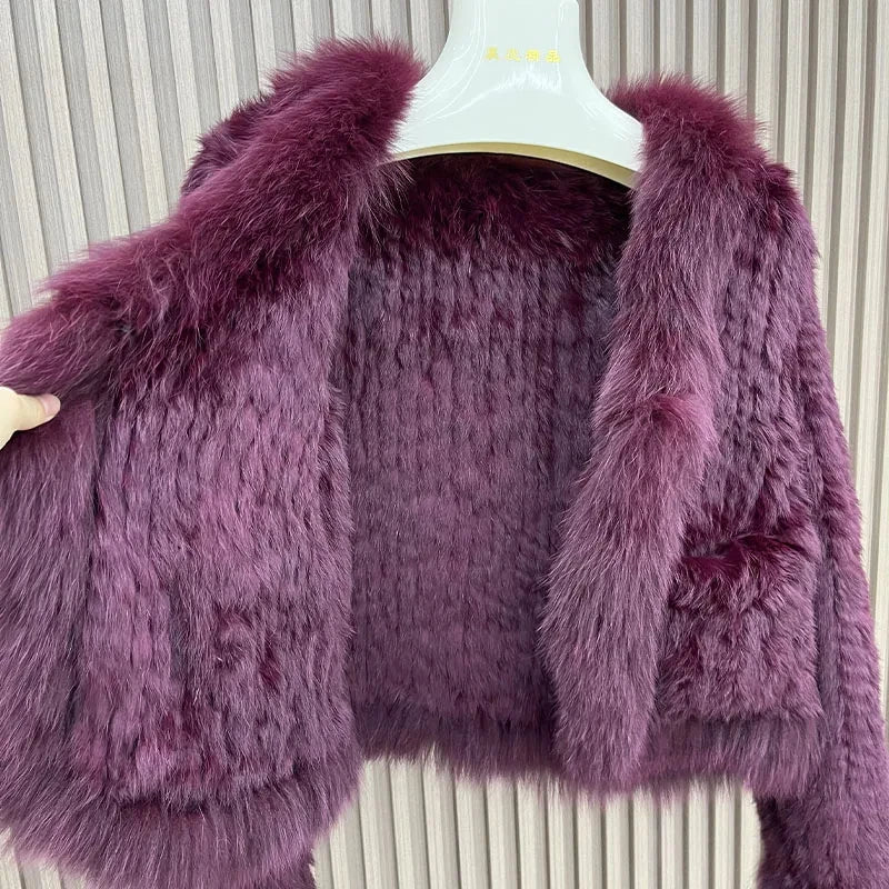 2025 nueva moda abrigos de piel de conejo Natural tejidos nuevas chaquetas de piel de zorro Real ropa de mujer de lujo prendas de vestir