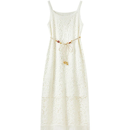 Sentubila boho deslizamento vestido feminino verão borla sem mangas vestido de verão 2025 nova coleção branco elegante rendas vestidos longos q52ld0165