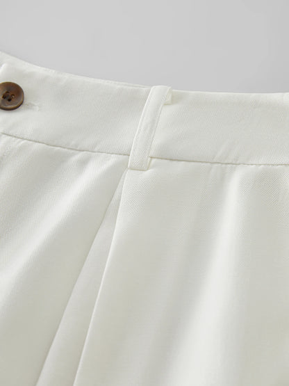 Calça Wide Leg Feminina Eco Linho Branca - AlmaChic