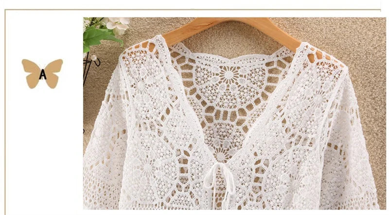 Knitted Cardigan Women Jacket Spring Summer New 2025 Hollow Shawl Short Sun-proof Tops Female Casual All-match Ladies Coat