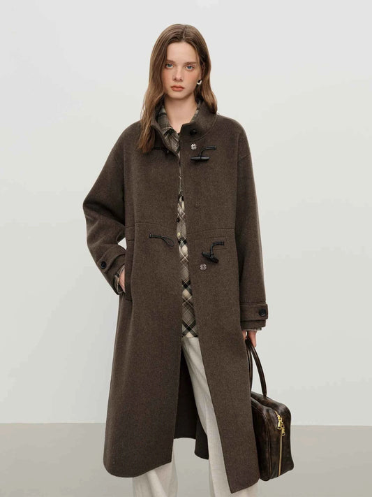 Casaco de Lã Longo Feminino Marrom Helena Windsor