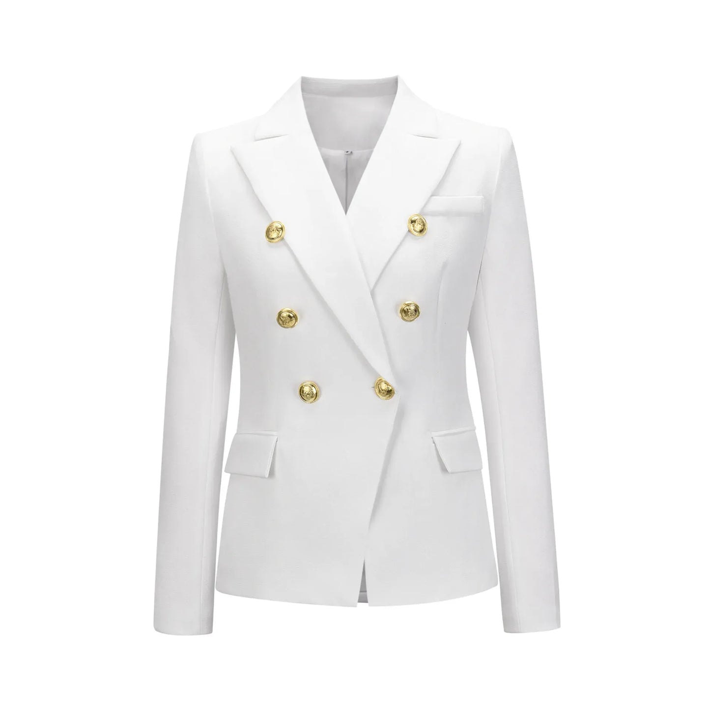 Blazer Feminino Majestic Gold – Alfaiataria com Botões Dourados