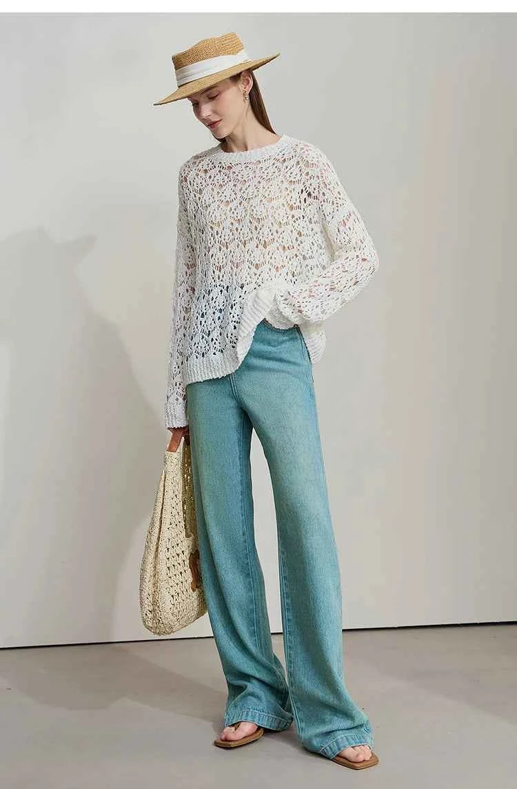 Calça Wide Leg Feminina Élise Soft Denim – Leveza Elegante que Transforma Sua Presença