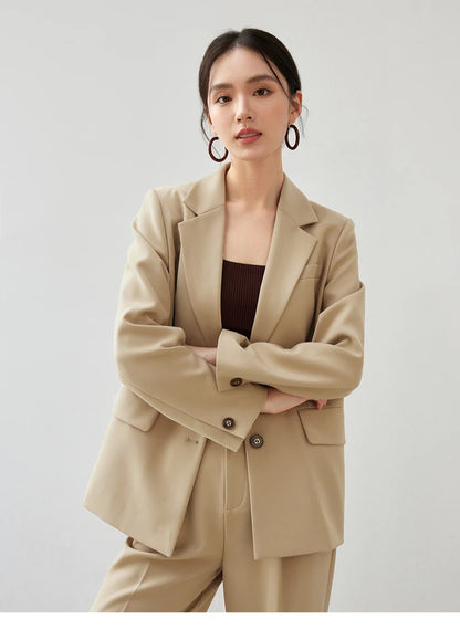 Sentubila textura solta casaco sob medida para mulher 2025 outono turn down collar escritório senhora trabalho negócios feminino blazer 143x56249