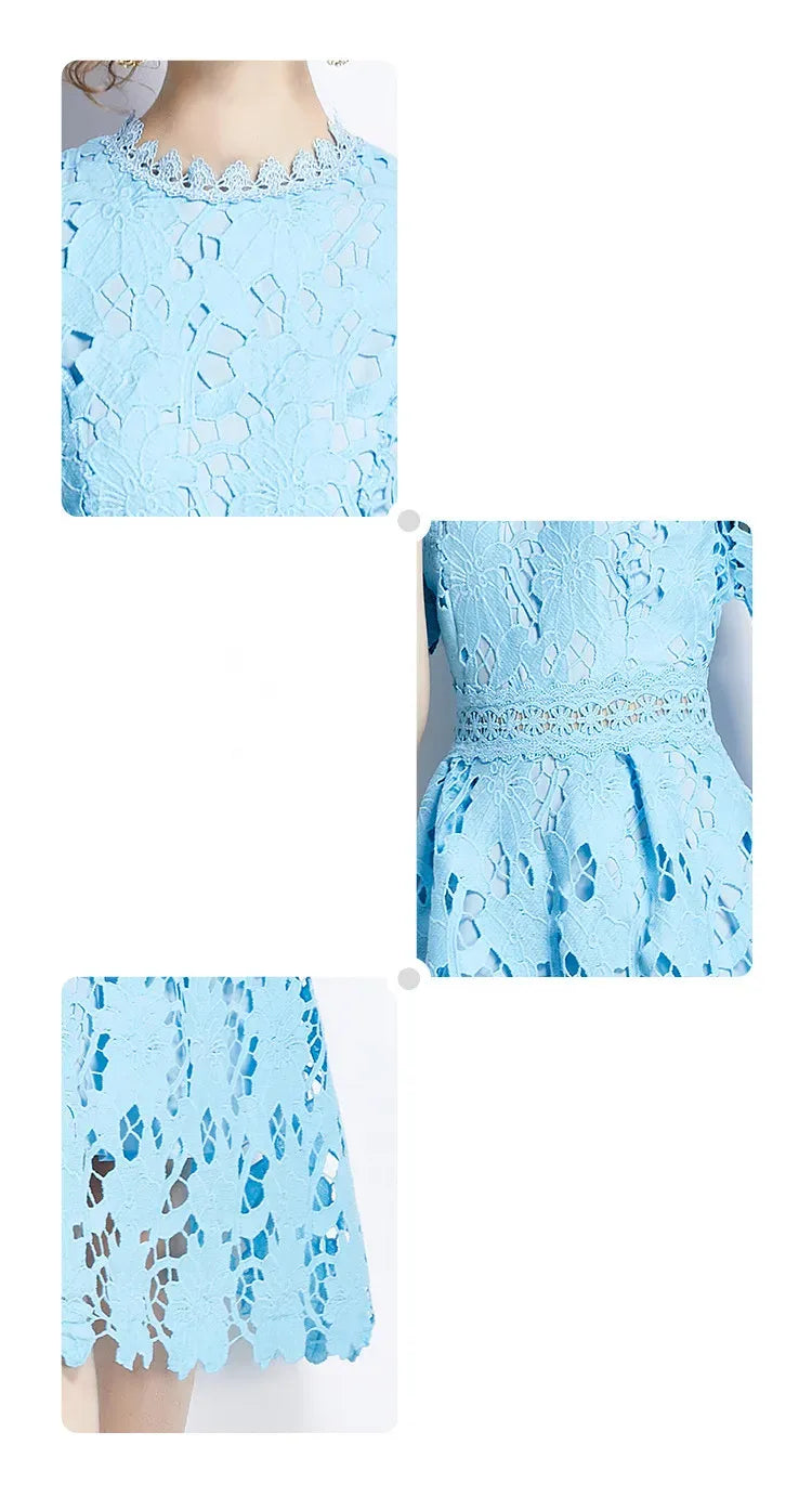 Vestido de Renda Feminino Camille Fleur — Midi com Bordado Floral