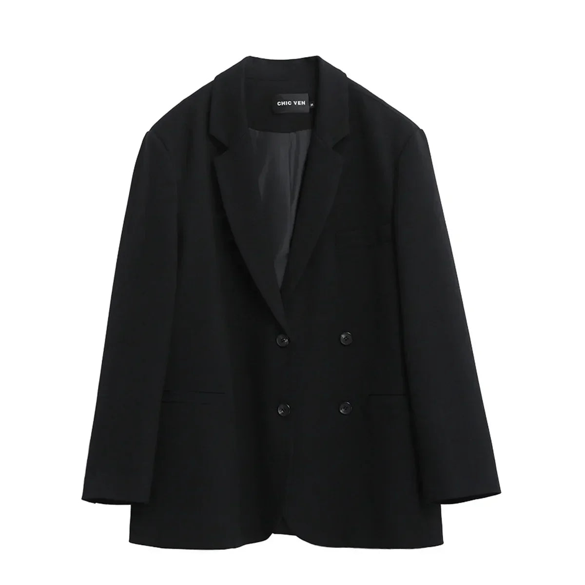 CHIC VEN-Blazer de manga comprida feminino, casacos coreanos casuais, monocromáticos, roupas de escritório com todos os fósforos, moda elegante, primavera, outono, 2023