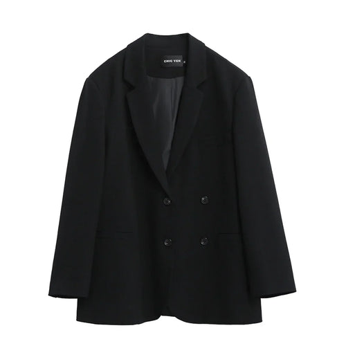CHIC VEN-Blazer de manga comprida feminino, casacos coreanos casuais, monocromáticos, roupas de escritório com todos os fósforos, moda elegante, primavera, outono, 2023