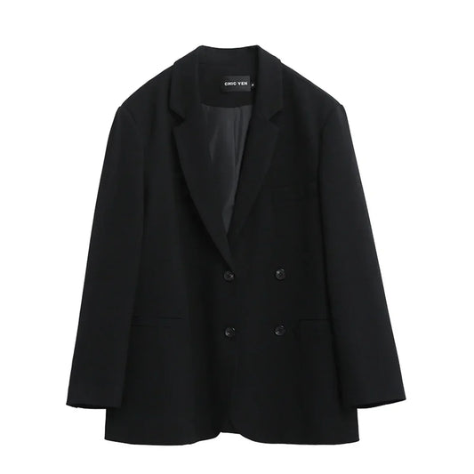 CHIC VEN-Blazer de manga comprida feminino, casacos coreanos casuais, monocromáticos, roupas de escritório com todos os fósforos, moda elegante, primavera, outono, 2023