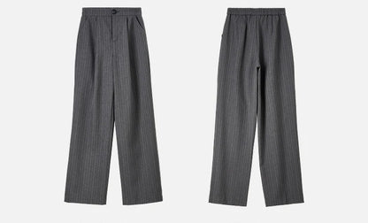 Sentubila feminino textura listrado calça ternos 2024 inverno entalhado pescoço único botão calças de perna reta 2 peça conjunto 143z56524