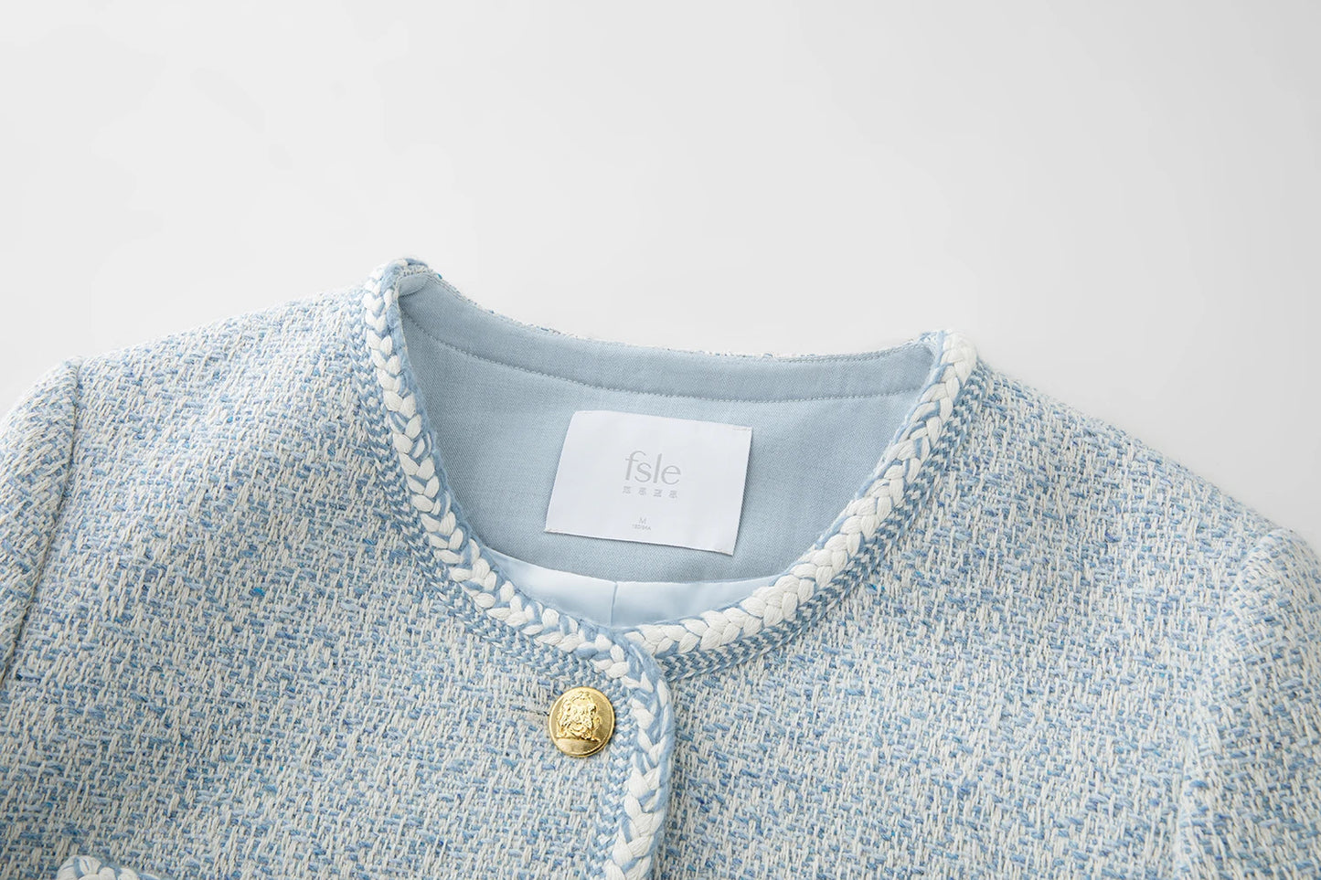 Casaco Tweed Azul Elegante Feminino - AlmaChic