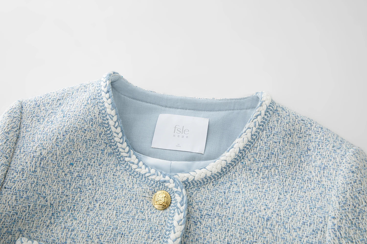 Casaco Tweed Azul Elegante Feminino - AlmaChic